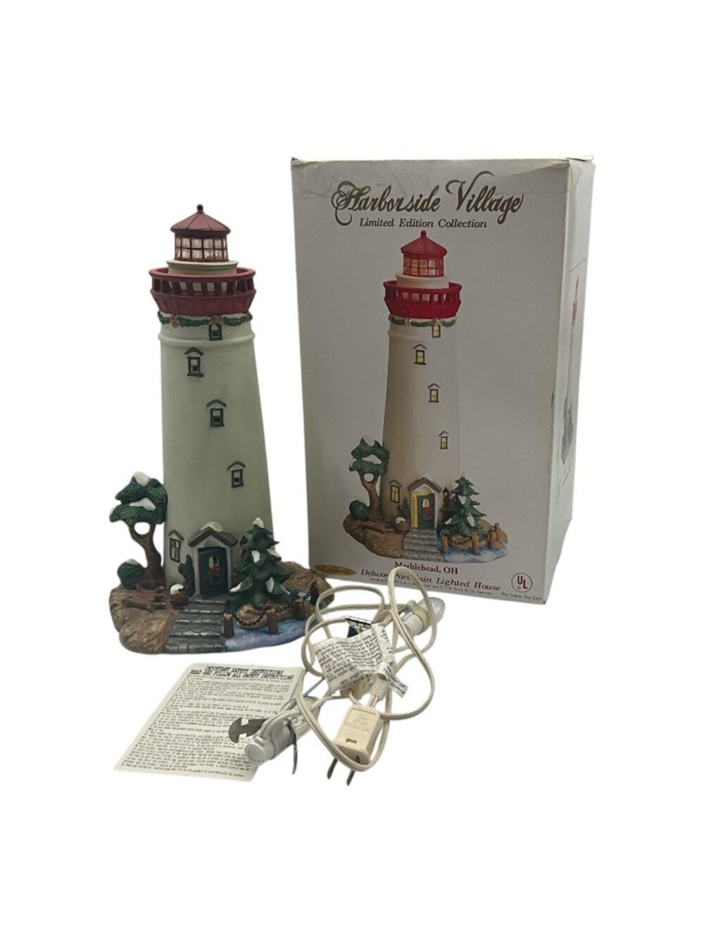 O'Well Harborside Village Deluxe " Marblehead Ohio " Porcelain Lighted House VTG